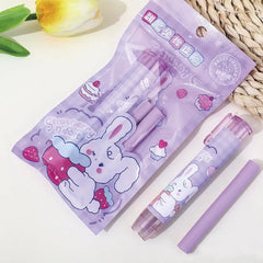 Cute Strawberry Rabbit Press-Type Eraser Set