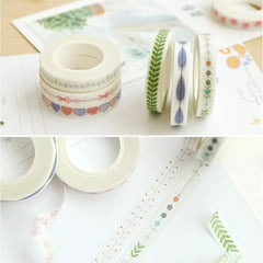 Multi-Patterned Washi Tape 5 Rolls Collection Set