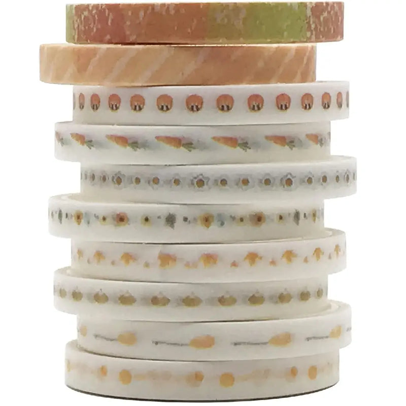 Multi-Colored Washi Tape Collection 10 Rolls Set