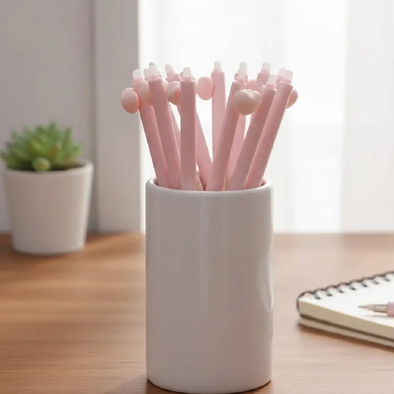 Aesthetic Pastel Pink Heart Gel Soft Grip Pens