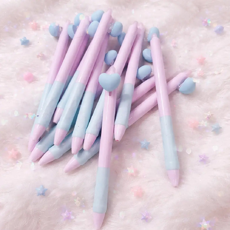 Aesthetic Pastel Blue Heart Gel Soft Grip Pens