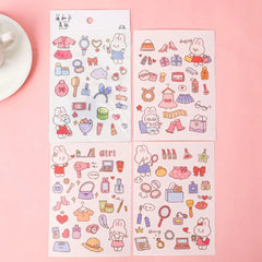 Kawaii Bunny Stationery Set: 4-Piece Decorative Sticker