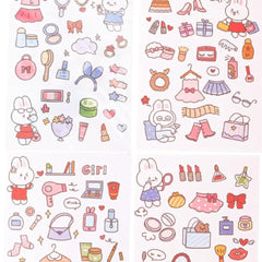 Kawaii Bunny Stationery Set: 4-Piece Decorative Sticker