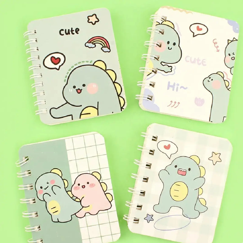 Funny Dino Illustration- Aesthetic A7 Mini Spiral Notepad