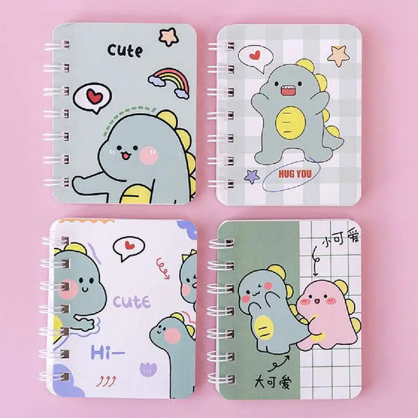 Funny Dino Illustration- Aesthetic A7 Mini Spiral Notepad