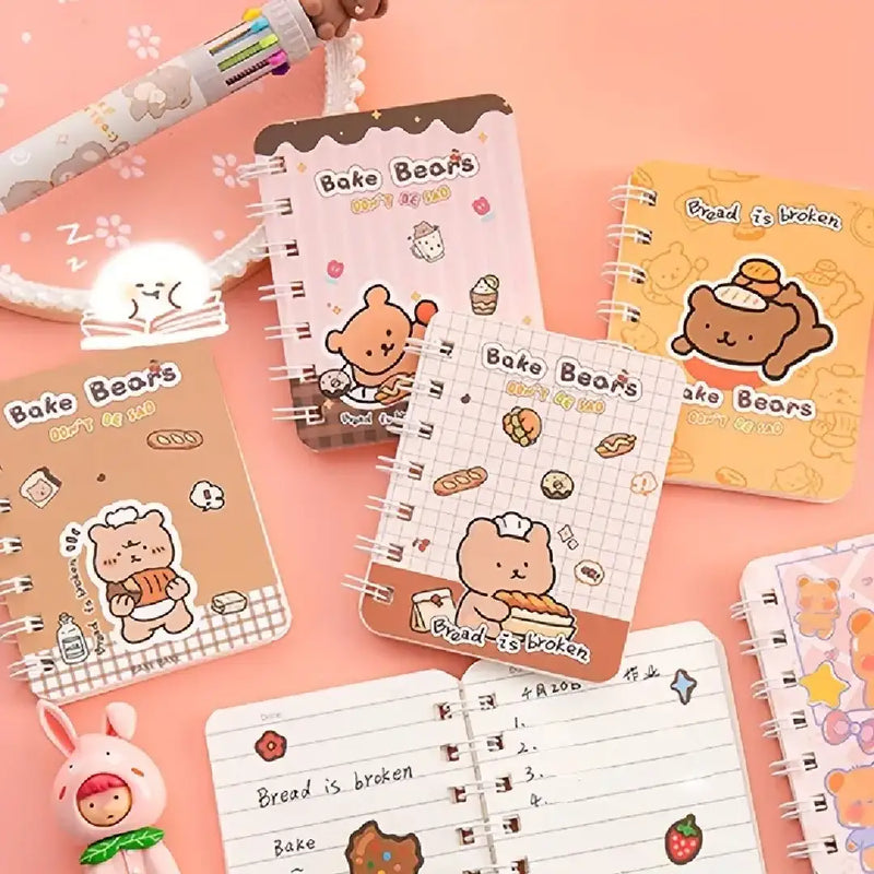 Bake Bears Illustration- Aesthetic A7 Mini Spiral Notepad