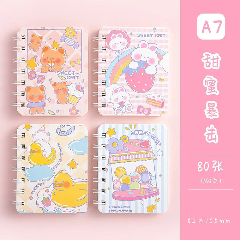 Cute Bear Illustration- Aesthetic A7 Mini Spiral Notepad