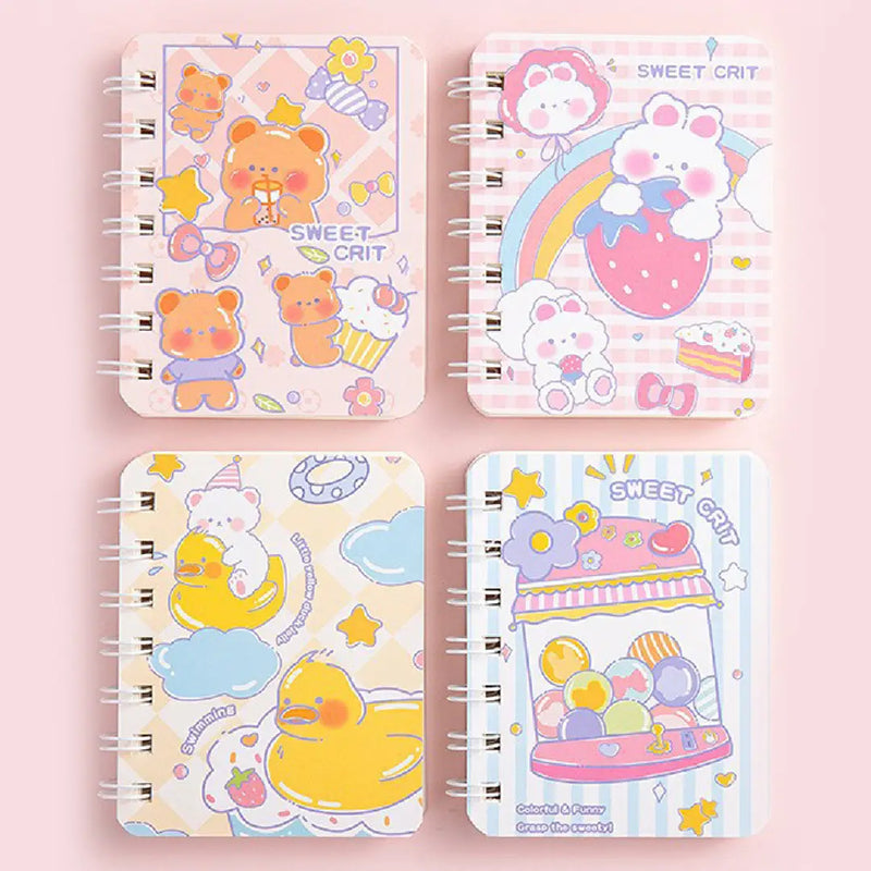 Cute Bear Illustration- Aesthetic A7 Mini Spiral Notepad