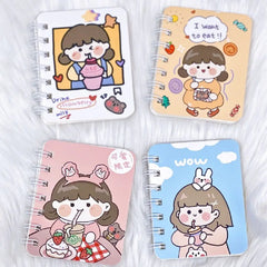Cute Chibi Character  Illustration- Aesthetic A7 Mini Spiral Notepad