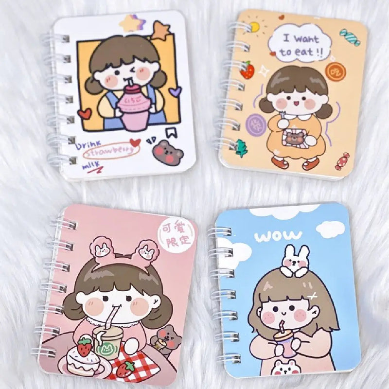 Cute Chibi Character  Illustration- Aesthetic A7 Mini Spiral Notepad