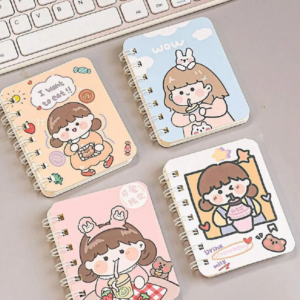 Cute Chibi Character  Illustration- Aesthetic A7 Mini Spiral Notepad