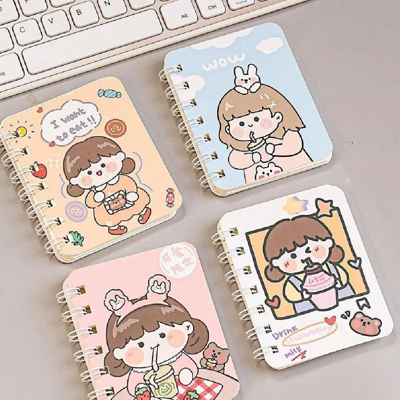 Cute Chibi Character  Illustration- Aesthetic A7 Mini Spiral Notepad