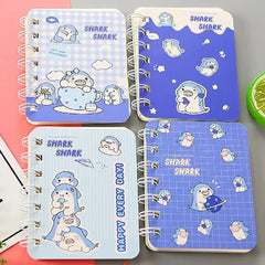 Kawaii Shark Character Illustration- Aesthetic A7 Mini Spiral Notepad