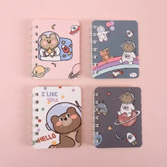 Cute Space Explorer Bear Illustration- Aesthetic A7 Mini Spiral Notepad