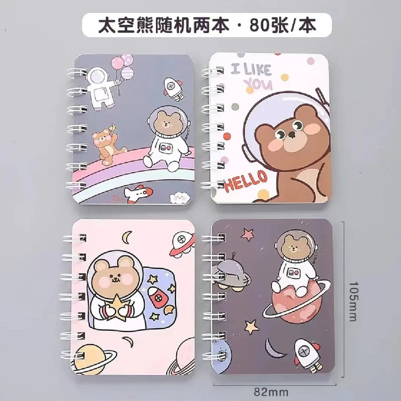 Cute Space Explorer Bear Illustration- Aesthetic A7 Mini Spiral Notepad