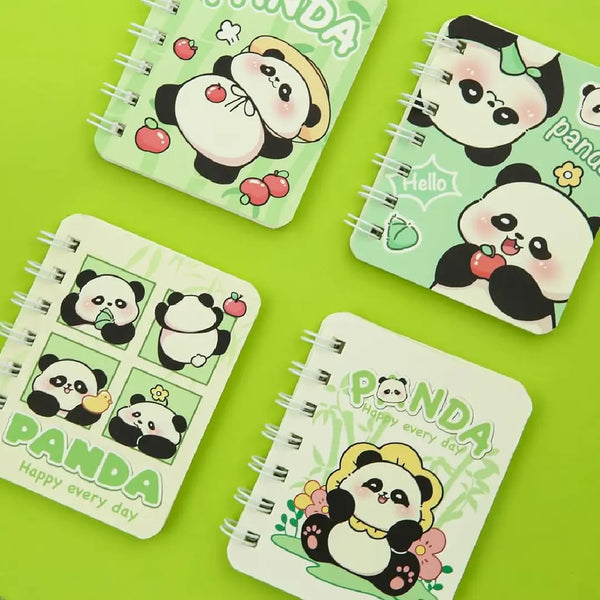 Cute Panda Illustration- Aesthetic A7 Mini Spiral Notepad