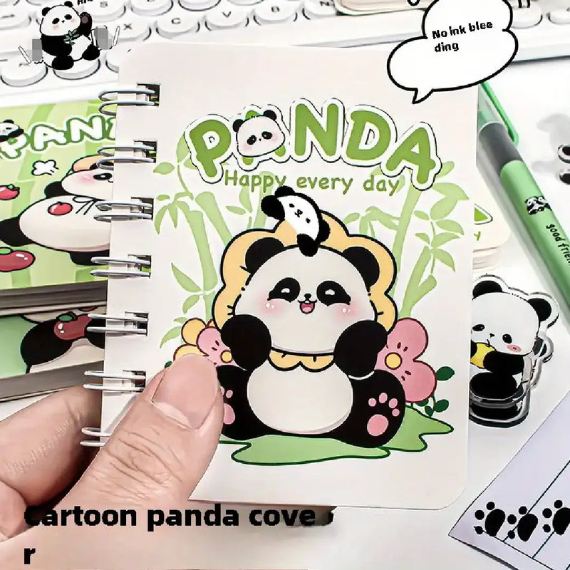 Cute Panda Illustration- Aesthetic A7 Mini Spiral Notepad