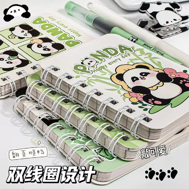 Cute Panda Illustration- Aesthetic A7 Mini Spiral Notepad
