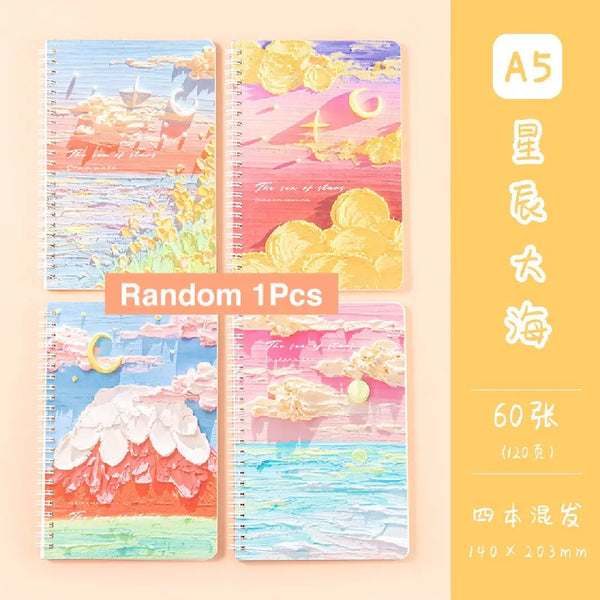 Galaxy Whispers Illustration - Aesthetic Cover A5 Spiral Notebook