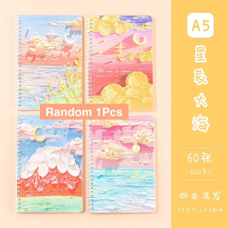 Galaxy Whispers Illustration - Aesthetic Cover A5 Spiral Notebook