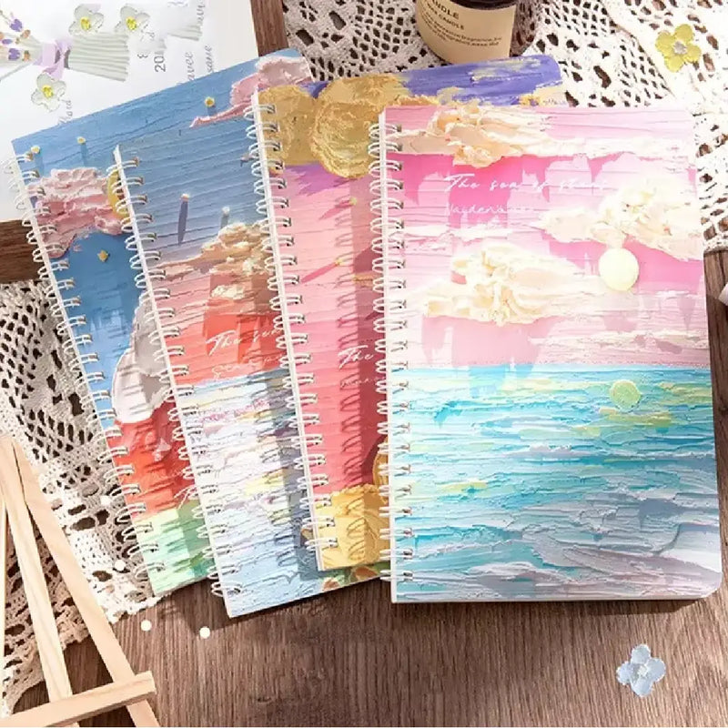 Galaxy Whispers Illustration - Aesthetic Cover A5 Spiral Notebook