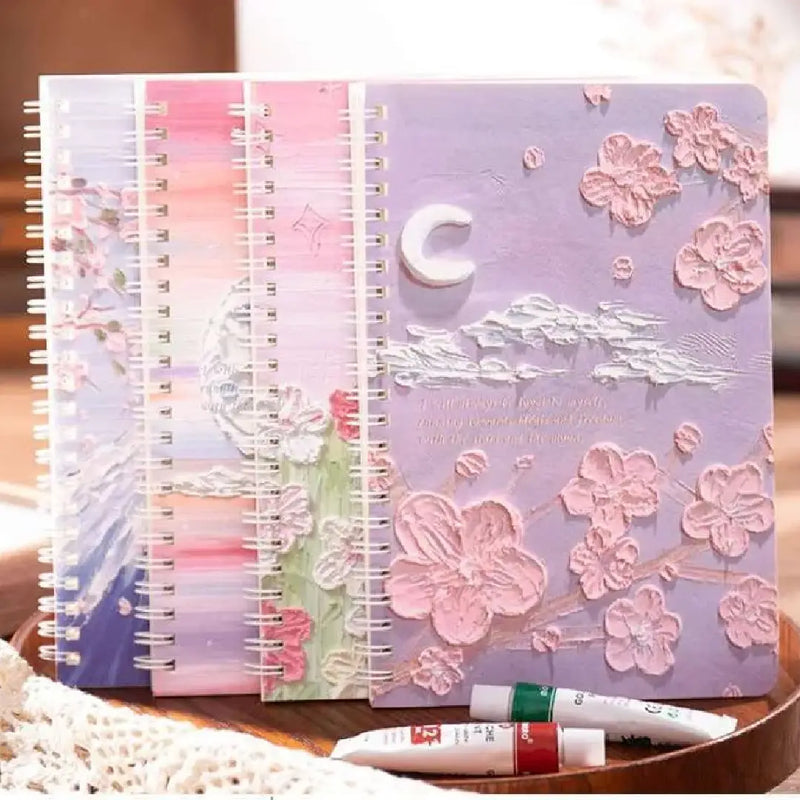 3D Pastel Garden Illustration - Aesthetic Cover A5 Spiral Notebook