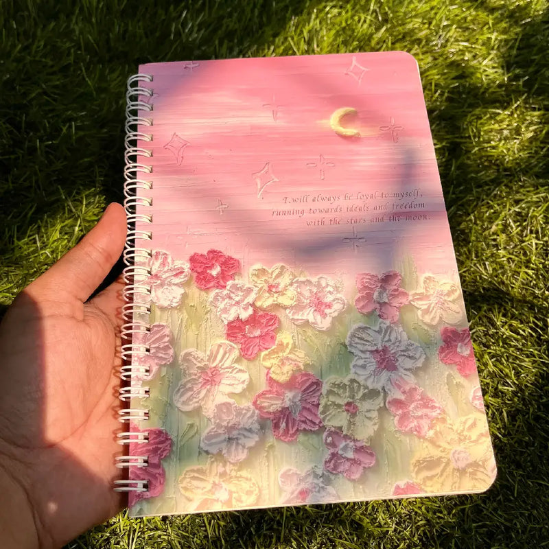 3D Pastel Garden Illustration - Aesthetic Cover A5 Spiral Notebook
