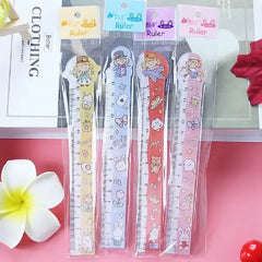 Cute Character Illustrations with 15cm Clear Acrylic Ruler