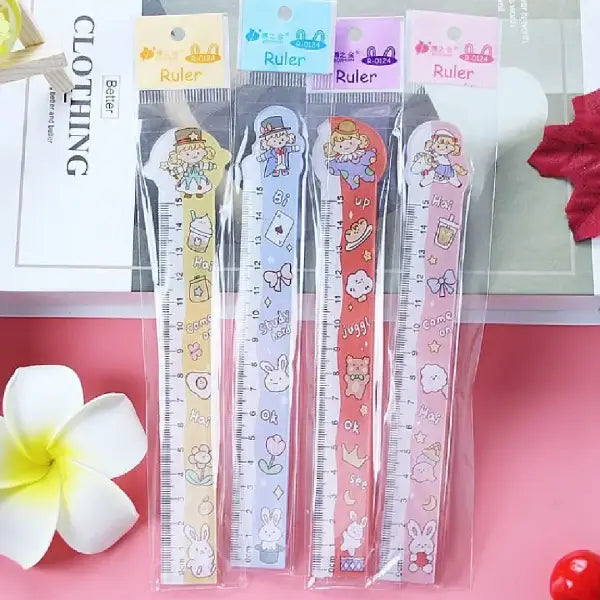 Cute Character Illustrations with 15cm Clear Acrylic Ruler