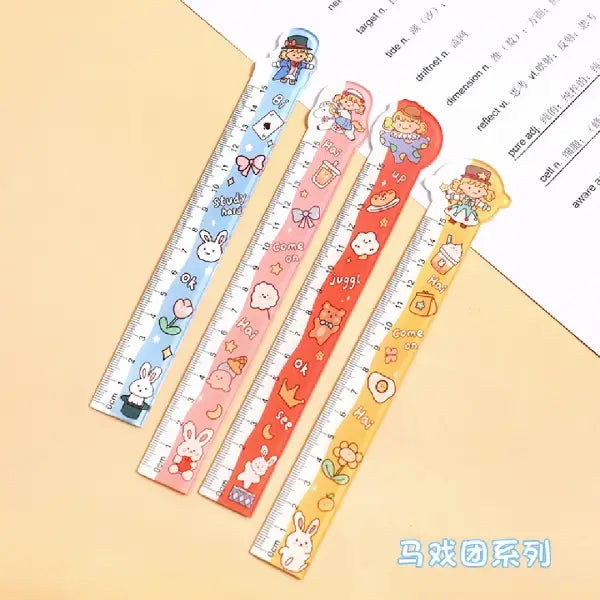 Cute Character Illustrations with 15cm Clear Acrylic Ruler