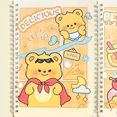 Honey Bear Illustration - Aesthetic Cover A5 Spiral Notebook