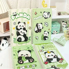 Cute Panda Illustration - Aesthetic Cover A5 Spiral Notebook