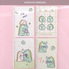 Kawaii Dino Illustration - Aesthetic Cover A5 Spiral Notebook