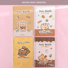Bake Bear Illustration - Aesthetic Cover A5 Spiral Notebook