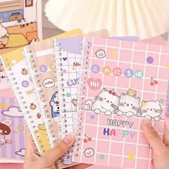Happy Animal Illustration - Aesthetic Cover A5 Spiral Notebook