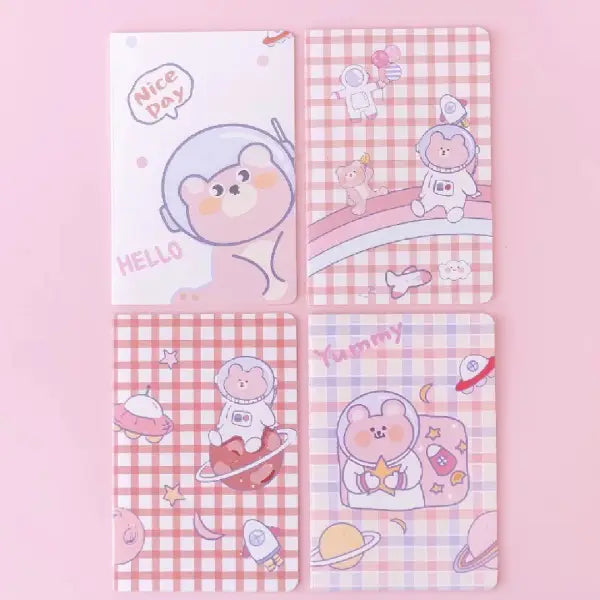 Cute Space Bear Illustration - Aesthetic Cover A5 Notebook