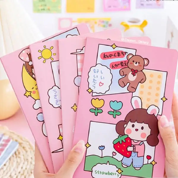 Little Rice Rabbit Illustration - Aesthetic Cover A5 Notebook
