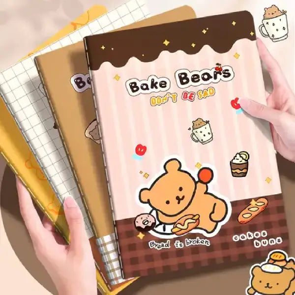 Bake Bears Illustration - Aesthetic Cover A5 Notebook