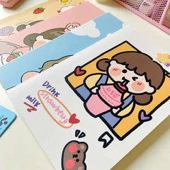 Bubble Tea Girl Illustration - Aesthetic Cover A5 Notebook