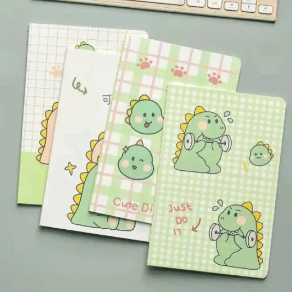 Kawaii Dino Illustration - Aesthetic Cover A5 Notebook