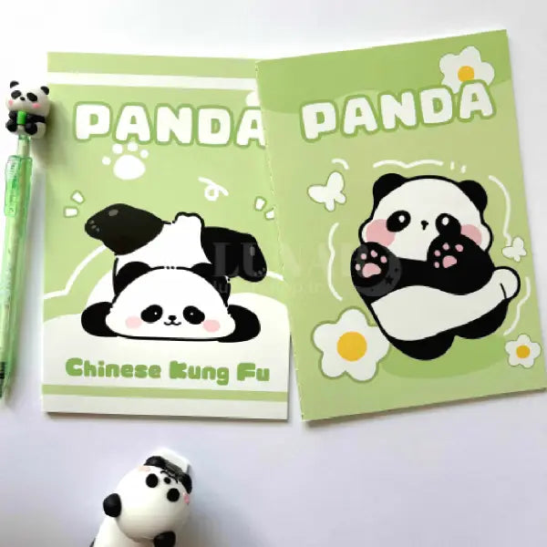 Cute Panda Illustration - Aesthetic Cover A5 Notebook