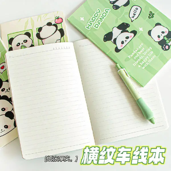 Cute Panda Illustration - Aesthetic Cover A5 Notebook
