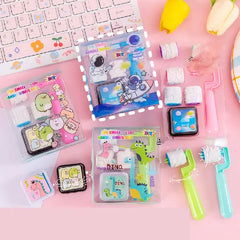 DIY Small Handle Roller Stamp Set – Cute Character Ink Stamp Kit