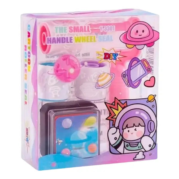 DIY Small Handle Roller Stamp Set – Cute Character Ink Stamp Kit