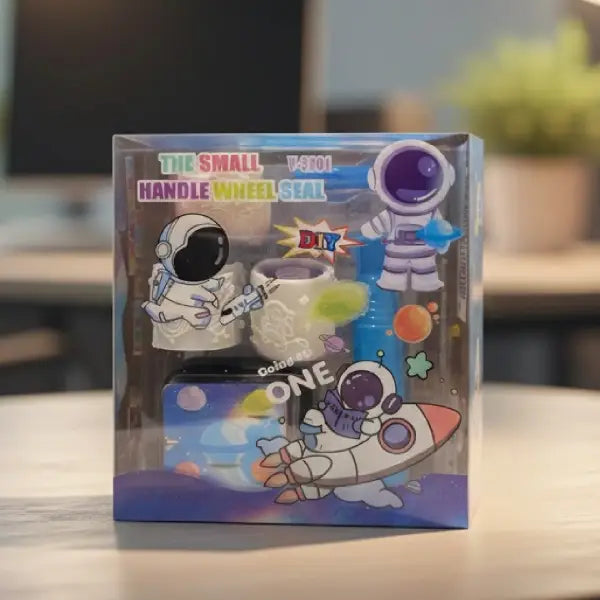 DIY Small Handle Roller Stamp Set – Cute Character Ink Stamp Kit