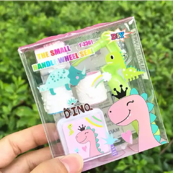DIY Small Handle Roller Stamp Set – Cute Character Ink Stamp Kit
