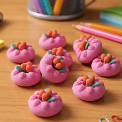 Kawaii Dessert Erasers - Cute Pink Pastry Pencil Erasers