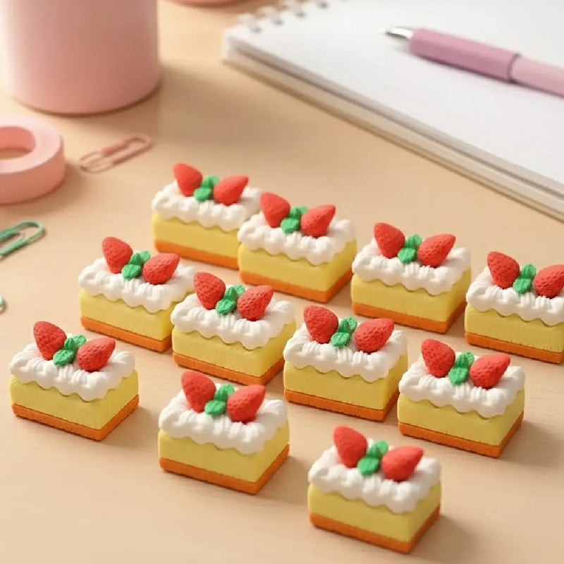 Strawberry Cream Cake Eraser Cute Mini Design