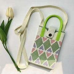 Kawaii Mini Canvas Crossbody Bag – Aesthetic Phone Purse with Cute Graphic Prints