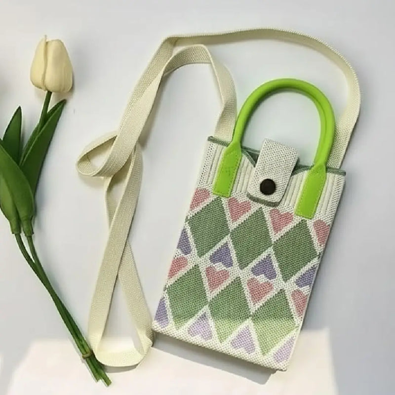 Kawaii Mini Canvas Crossbody Bag – Aesthetic Phone Purse with Cute Graphic Prints